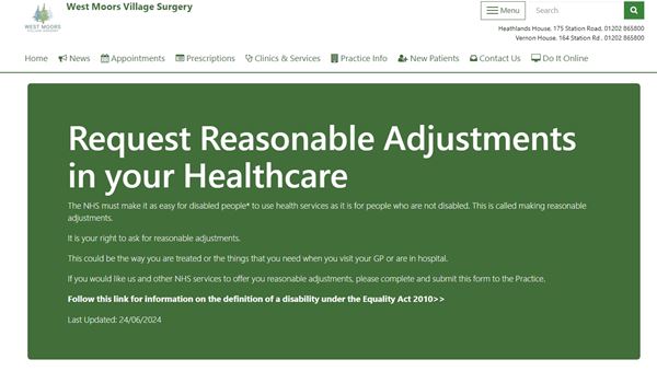 Request Reasonable Adjustments form